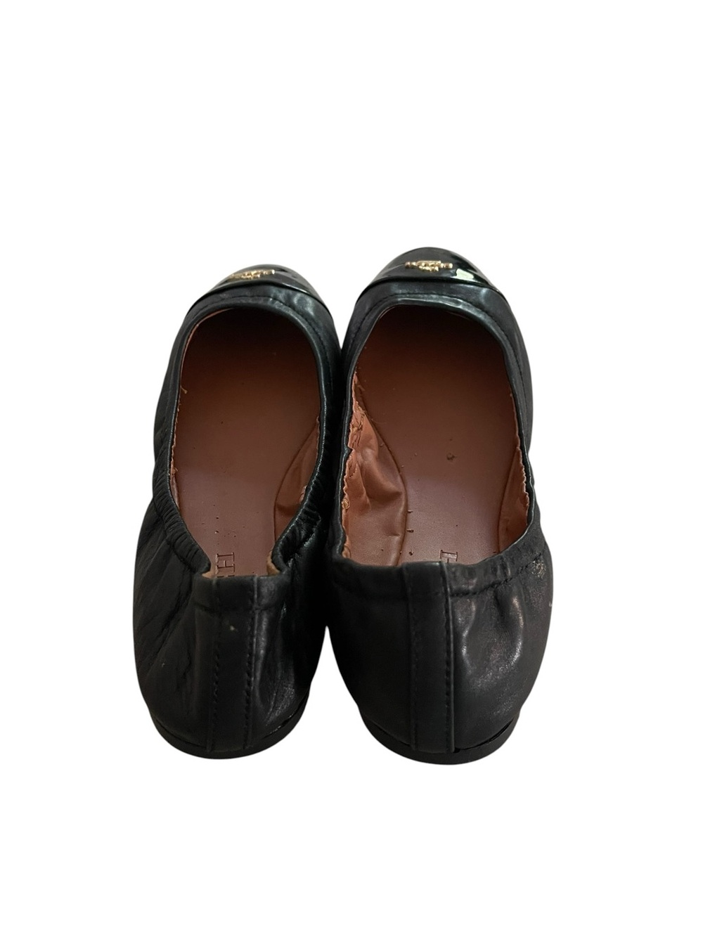 Coach Bonnie Black Leather & Patent Toe Logo Ballet Flats Size 7 - Picture 5 of 7